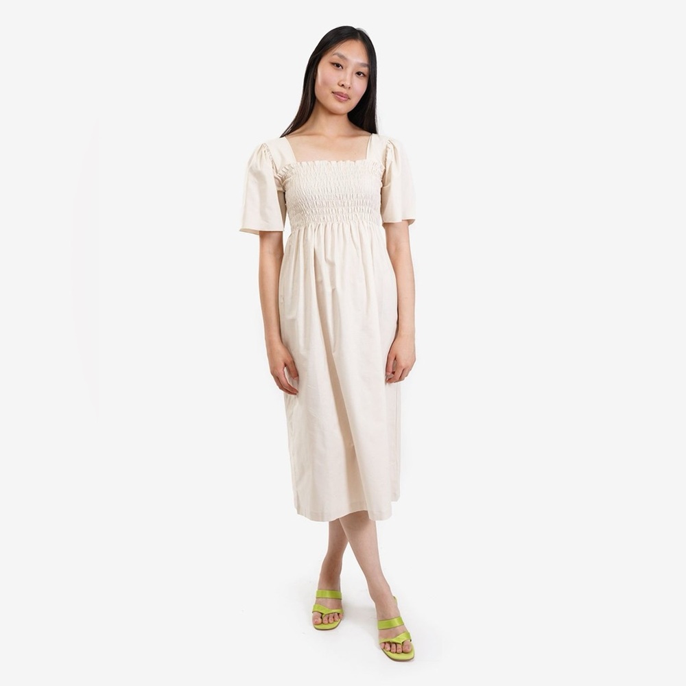Lisa Says Gah toni midi puff sleeve dress in ivory